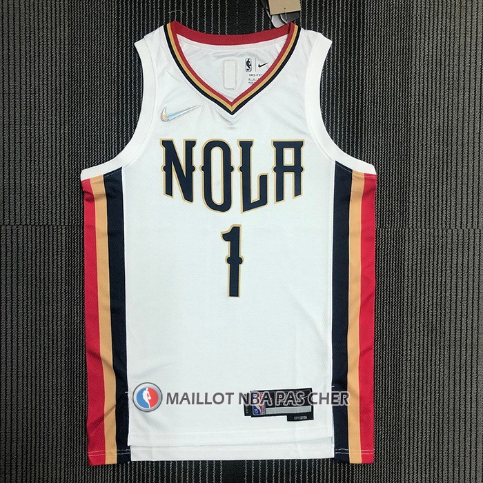 Maillot New Orleans Pelicans Zion Williamson NO 1 Ville 2021-22 Blanc